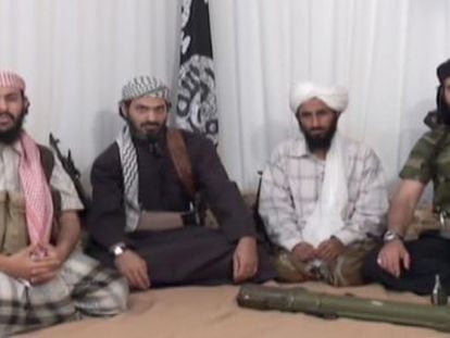 Captura de pantalla del v&iacute;deo de presentaci&oacute;n de los fundadores de Al Qaeda en la pen&iacute;nsula Ar&aacute;biga.