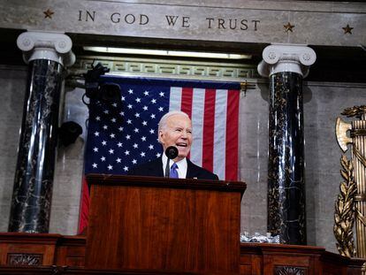 Joe Biden, presidente de EE UU, durante el discurso del Estado de la unión en Washington.