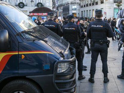 Agentes antidisturbios en Madrid.