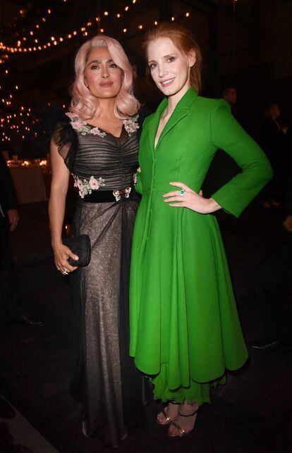 Salma Hayek y Jessica Chastain en la cena de Kering de Women in Motion.