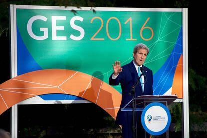 Kerry, en la apertura del GES 2016. 