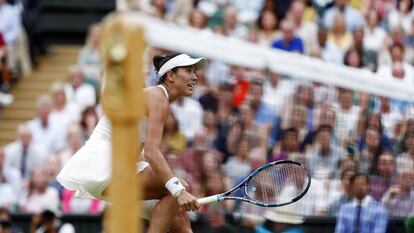 Muguruza, durante la final de Wimbledon en 2017.