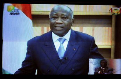 Gbagbo da su primer discurso en la televisión tras las elecciones.