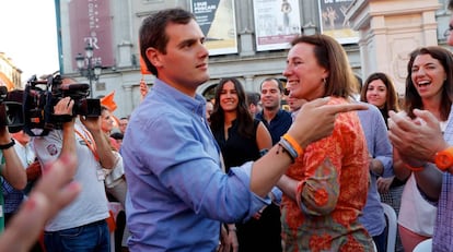 Albert Rivera, a su llegada al mitin de Ciudadanos. 