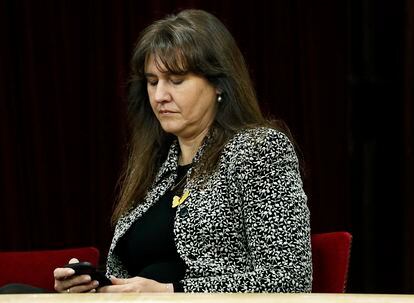 La expresidenta del Parlament, Laura Borràs, en la tribuna de invitados en el Parlament. EFE/Andreu Dalmau