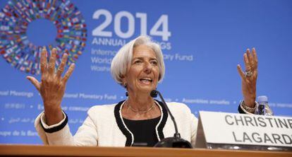 Christine Lagarde, este jueves en su comparecencia en Washington