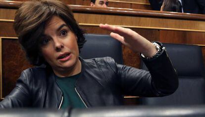 La vicepresidenta del Gobierno, Soraya Sáenz de Santamaría, en el Congreso.