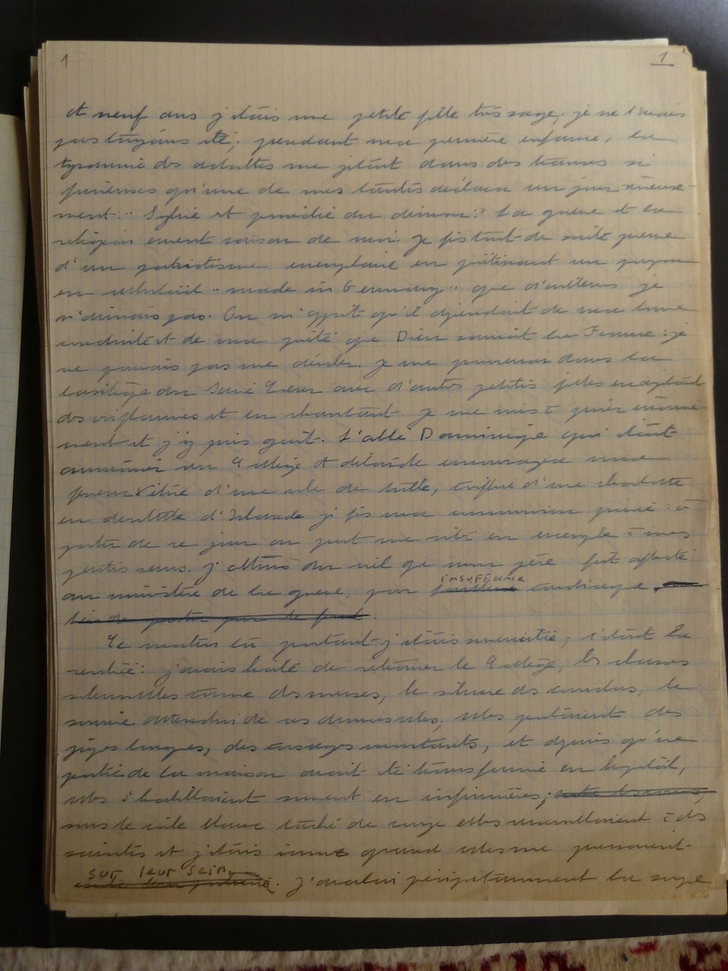 Primera página del manuscrito de 'Las inseparables'.