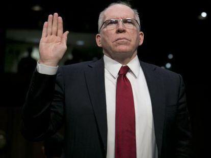 John Brennan, nominado para dirigir la Agencia Central de Inteligencia (CIA), al comienzo de su comparecencia ante el Senado. 