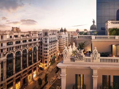 Vista del ático de Gran Vía, 30, en Madrid.