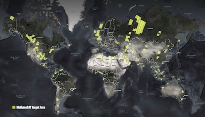 Zonas productoras de petróleo y gas que monitoreará MethaneSat.