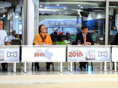 Los candidatos a la alcald&iacute;a de Bogot&aacute;, en un debate. 