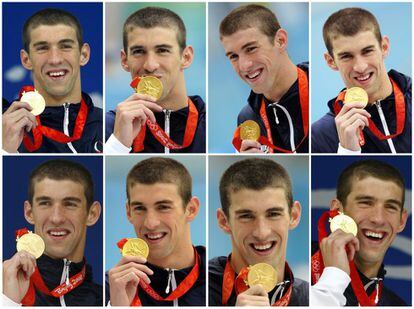 El nadador Michael Phelps bate el record y gana 8 medallas de oro en los Juegos Olimpicos de Pekin 2008.