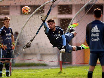 Entrenamiento de la selección sub20 de fútbol de Argentina. 