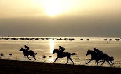 Carreras de caballos en la playa de Sanlúcar de Barrameda (Cádiz).