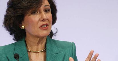 La presidenta del Santander, Ana Botín, durante la rueda de prensa de resultados de 2016.