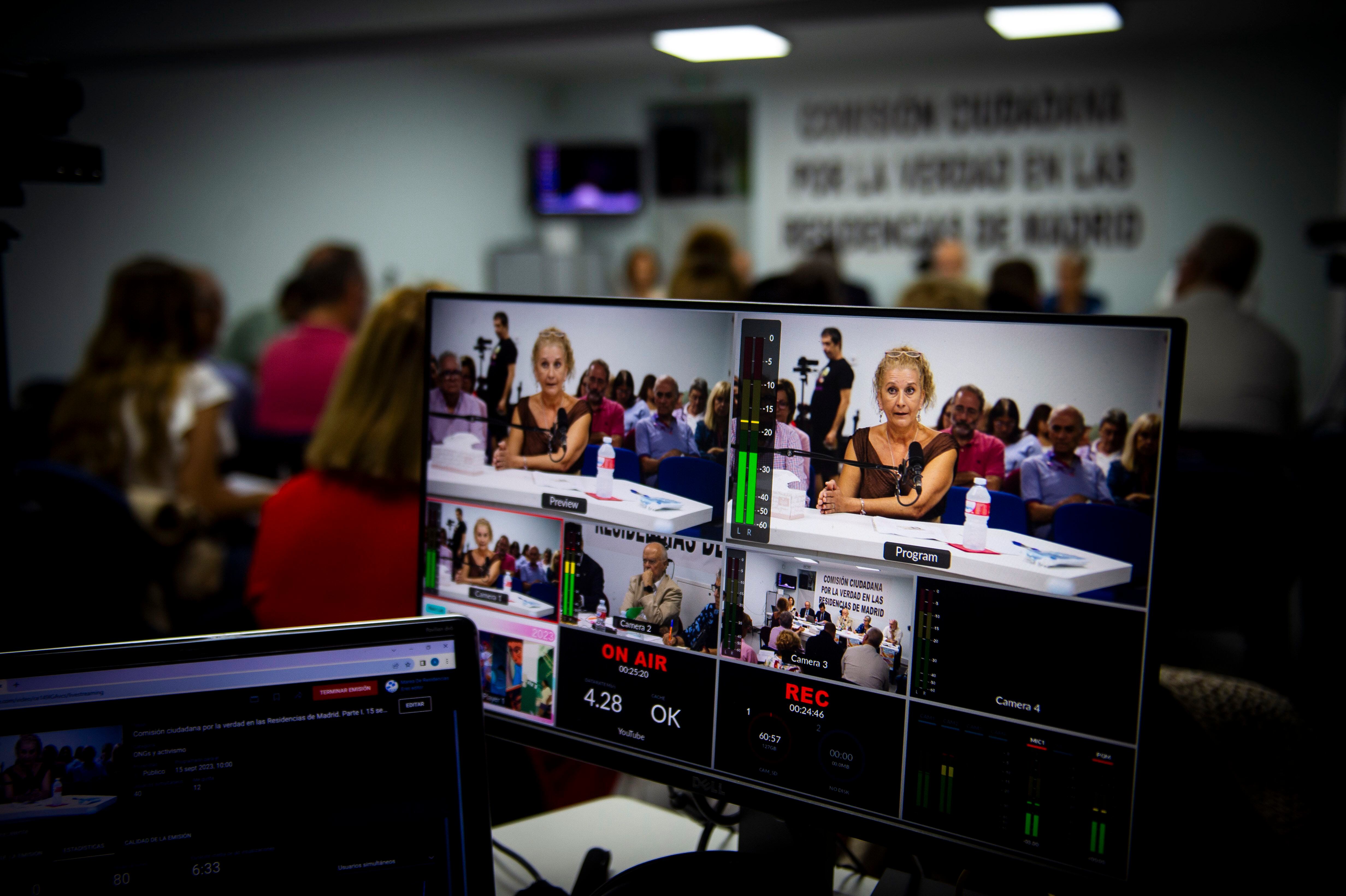 Grabación y retransmisión en directo de la primera sesión de la comisión ciudadana por la Verdad en las Residencias celebrada en Madrid el 15 de septiembre de 2023. 