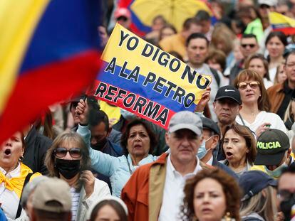 Protesta contra el Gobierno de Gustavo Petro en Bogotá, en 2022.