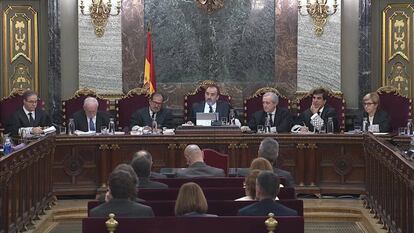 Els magistrats del Tribunal Suprem durant el judici del procés.