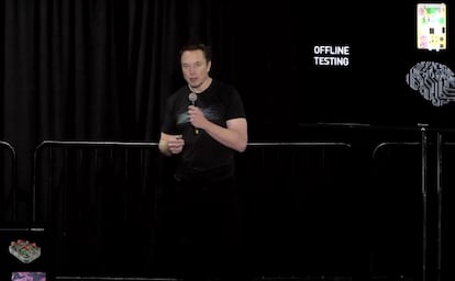 Elon Musk durante la presentación de las novedades de su empresa Neuralink, este miércoles.