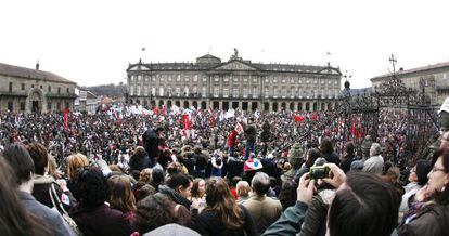 Manifestación de apoyo al gallego el 21 de enero del 2010 en Santiago