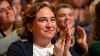 La alcaldesa de la ciudad, Ada Colau, en un acto de Sumar en Barcelona, el pasado sábado.