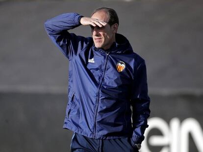 Voro, en un entrenamiento del Valencia.