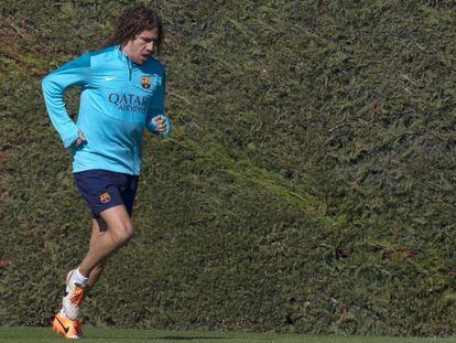 Puyol, en el entrenamiento de ayer.