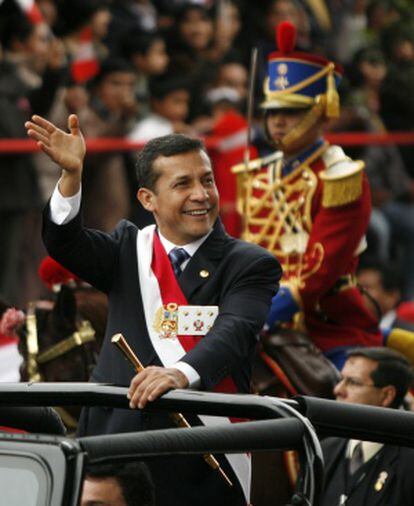 Un gesto de Ollanta Humala durante la celebración del Día de la Independencia.