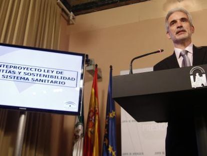 El consejero de Salud de Andaluc&iacute;a, Aquilino Alonso, tras el Consejo de Gobierno de este martes.
