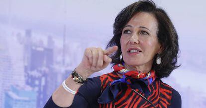 La presidenta del Banco Santander, Ana Botín, durante la presentación de los resultados de la entidad correspondientes al 2019.