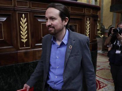 Iglesias, este martes a su llegada al Congreso. En vídeo, malestar en Unidas Podemos por las cuatro vicepresidencias.