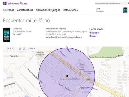 Servicio de localización de móviles Windows.