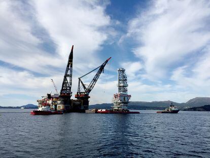 Vista de una plataforma petrolera en Stord (oeste de Noruega).