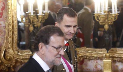 Felipe VI y Mariano Rajoy, en la celebración de la pascua militar.