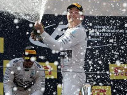 Rosberg celebra la victòria a Montmeló.