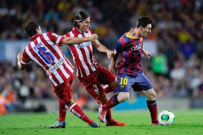 Messi seguido de Koke y Filipe Luis.