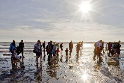 En la costa norte de los Países Bajos se practica el 'wadlopen', un original deporte que consiste en caminar a través del fango cuando baja la marea: el terreno que queda al descubierto desde el litoral hasta las islas Frisias, a del mar de Frisia, es sumamente propicio para esta curiosa disciplina.