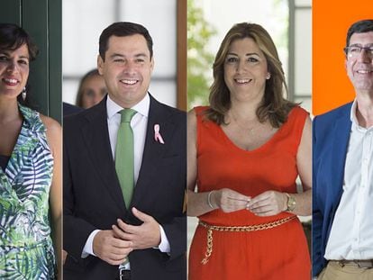 Teresa Rodríguez, Juanma Moreno, Susana Díaz y Juan Marín. 