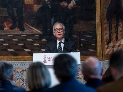 Juan José Millás, durante su intervención tras recibir el Premi de les Lletres.