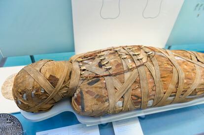 Una momia expuesta en el British Museum. 