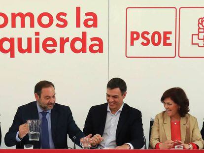 Pedro Sánchez preside la reunión de la ejecutiva federal del PSOE.