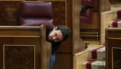 El líder de Podemos, Pablo Iglesias, en el Congreso.
