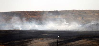 Incendio del vertedero ilegal en Valdeming&oacute;mez. 