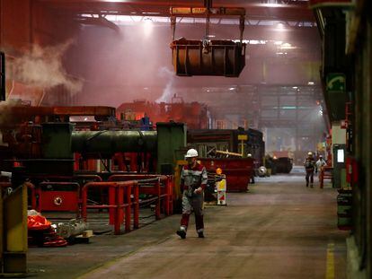 Fábrica de acero de ThyssenKrupp en Duisburgo (Alemania), a finales de enero.