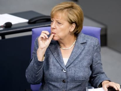 La canciller alemana, Angela Merkel, en el Bundestag