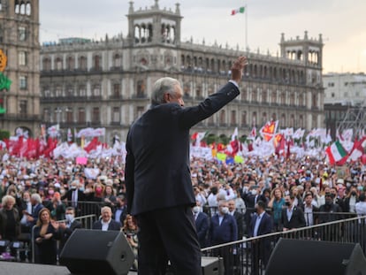 López Obrador, durante una celebración con sus seguidores en el Zócalo el 1 de diciembre.