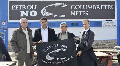 Los presidentes de las federaciones de cofrad&iacute;as de pescadores de Castell&oacute;n, Valencia y Alicante.