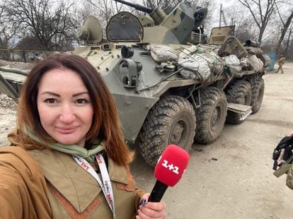 Julia Kyriienko, 34, a reporter for channel 1+1.