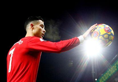 Cristiano Ronaldo, durante el último encuentro disputado por el Manchester United ante el Norwich.